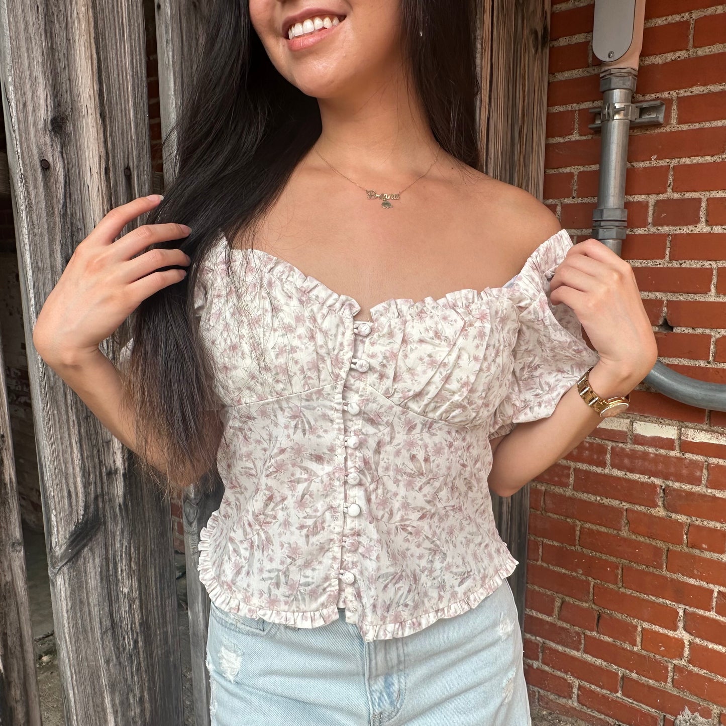 Brianna floral print baby doll top