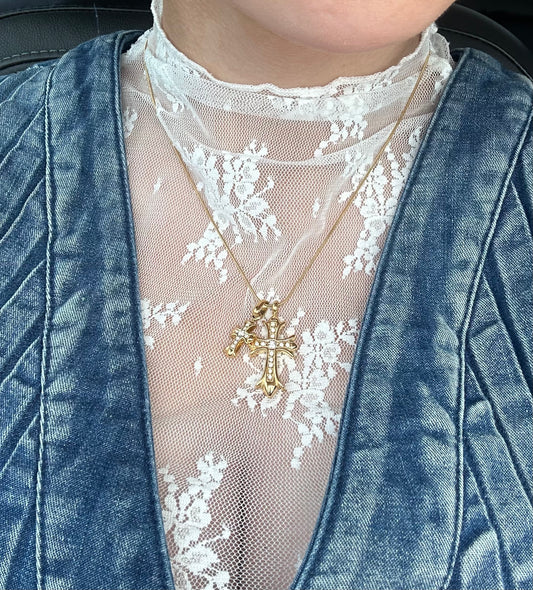 Double cross necklace